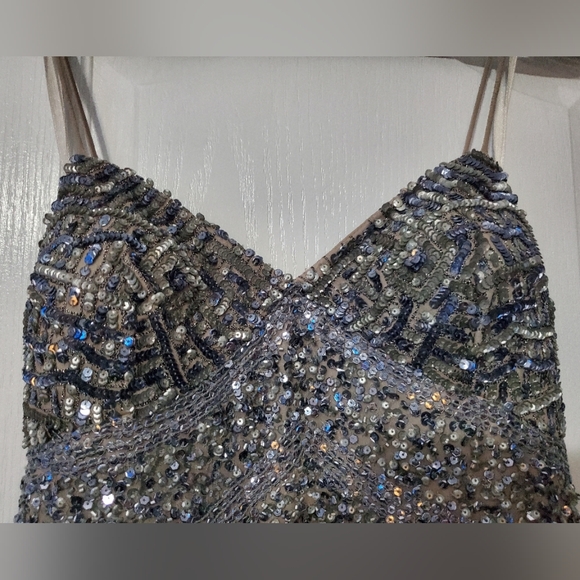 NWT Silver Sequin Embellished Cocktail Dress Size 10 by Aidan Mattox - Picture 6 of 14